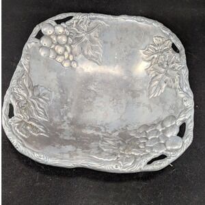 Arthur Court Grape Leaf Aluminum Serving Bowl Square 10 inch Vintage 2001